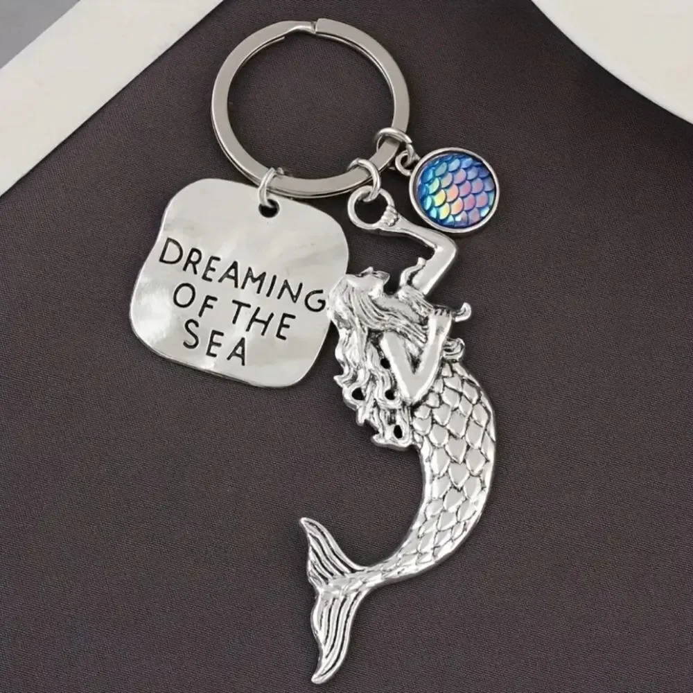 Silver Mermaid keychain dreaming of the sea ocean lover gift